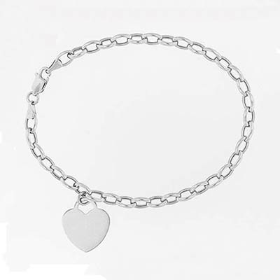 14k White Gold Charm Bracelet with Hearts 5.0mm, 7 1/2 inches 14k White Gold Charm Bracelet with Hearts 5.0mm, 7 1/2 inches