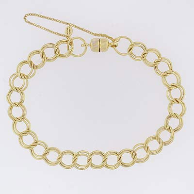 14k Gold Charm Bracelet XM 7.8mm Magnet Clasp 7 inch 14k Gold Charm Bracelet XM 7.8mm Magnet Clasp 7 inch