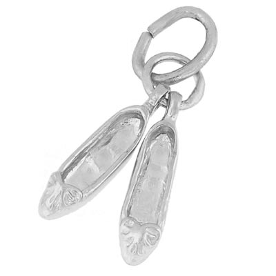 Sterling Silver Pair of Ballet Shoes Accent by Rembrandt Charms Sterling Silver Pair of Ballet Shoes Accent by Rembrandt Charms
