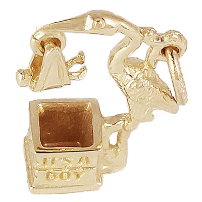 14k Gold Stork It's a Boy Charm by Rembrandt Charms 14k Gold Stork It's a Boy Charm by Rembrandt Charms