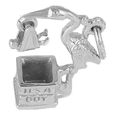 14k White Gold Stork It's a Boy Charm by Rembrandt Charms 14k White Gold Stork It's a Boy Charm by Rembrandt Charms