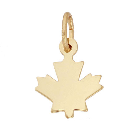 14K Gold Flat Maple Leaf Accent Charm by Rembrandt Charms 14K Gold Flat Maple Leaf Accent Charm by Rembrandt Charms