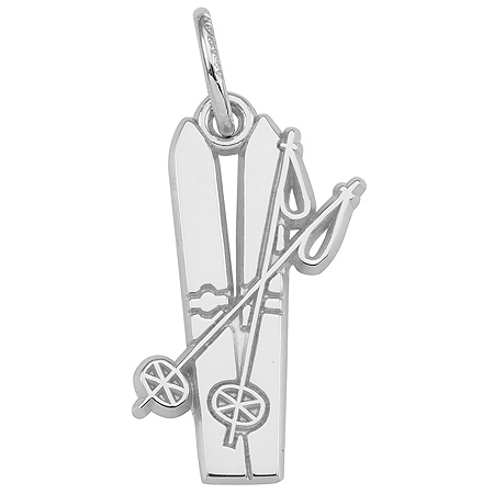 14K White Gold Flat Skis Charm by Rembrandt Charms 14K White Gold Flat Skis Charm by Rembrandt Charms