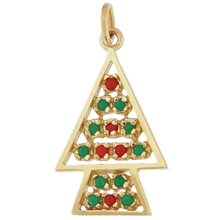 14K Gold Beaded Christmas Tree Charm by Rembrandt Charms 14K Gold Beaded Christmas Tree Charm by Rembrandt Charms