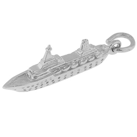 14K White Gold Small Cruise Ship Charm by Rembrandt Charms 14K White Gold Small Cruise Ship Charm by Rembrandt Charms