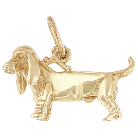 Gold Plated Basset Hound Dog Charm by Rembrandt Charms Gold Plated Basset Hound Dog Charm by Rembrandt Charms