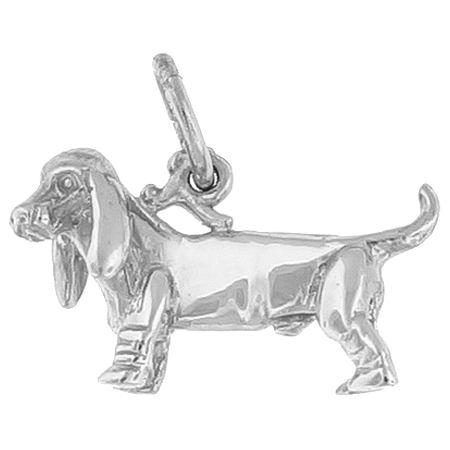 Sterling Silver Basset Hound Dog Charm by Rembrandt Charms Sterling Silver Basset Hound Dog Charm by Rembrandt Charms