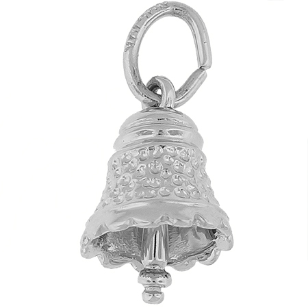 14K White Gold Small Speckled Bell Charm by Rembrandt Charms 14K White Gold Small Speckled Bell Charm by Rembrandt Charms