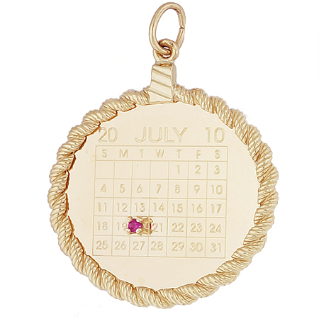 14k Gold Calendar with Rope Frame Charm by Rembrandt Charms 14k Gold Calendar with Rope Frame Charm by Rembrandt Charms