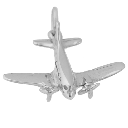 14K White Gold DC-3 Vintage Plane Charm by Rembrandt Charms 14K White Gold DC-3 Vintage Plane Charm by Rembrandt Charms