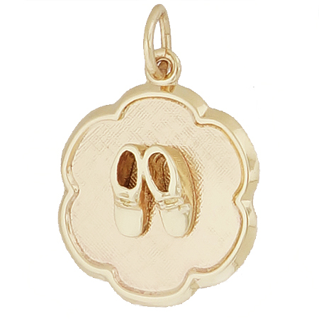 Gold Plate Baby Booties Scalloped Charm by Rembrandt Charms Gold Plate Baby Booties Scalloped Charm by Rembrandt Charms