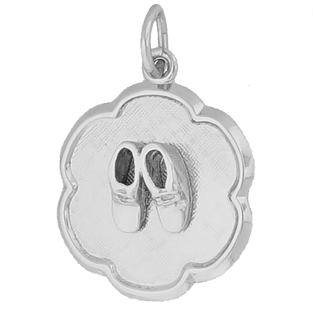 14K White Gold Baby Booties Scalloped Charm by Rembrandt Charms 14K White Gold Baby Booties Scalloped Charm by Rembrandt Charms