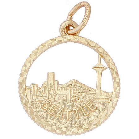 14k Gold Seattle Skyline Faceted Charm by Rembrandt Charms 14k Gold Seattle Skyline Faceted Charm by Rembrandt Charms