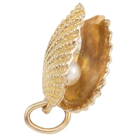 10K Gold Oyster with Pearl Charm by Rembrandt Charms 10K Gold Oyster with Pearl Charm by Rembrandt Charms