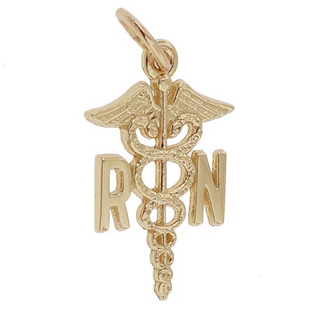 14K Gold Small Registered Nurse Caduceus by Rembrandt Charms 14K Gold Small Registered Nurse Caduceus by Rembrandt Charms