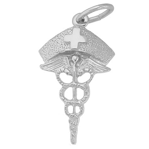 Sterling Silver Nurses Hat Caduceus Charm by Rembrandt Charms Sterling Silver Nurses Hat Caduceus Charm by Rembrandt Charms