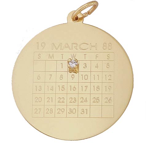 14K Gold Diamond Calendar Charm by Rembrandt Charms 14K Gold Diamond Calendar Charm by Rembrandt Charms