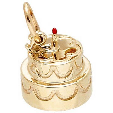 14k Gold Two-Tier Cake With Candle Charm by Rembrandt Charms 14k Gold Two-Tier Cake With Candle Charm by Rembrandt Charms