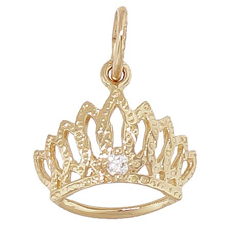 14K Gold April Birthstone Tiara Charm by Rembrandt Charms 14K Gold April Birthstone Tiara Charm by Rembrandt Charms