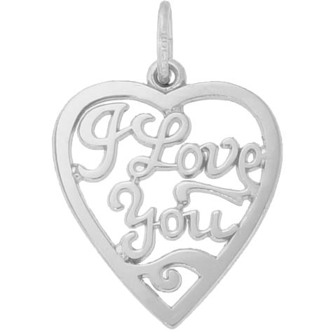 14K White Gold I Love You Open Heart Charm by Rembrandt Charms 14K White Gold I Love You Open Heart Charm by Rembrandt Charms