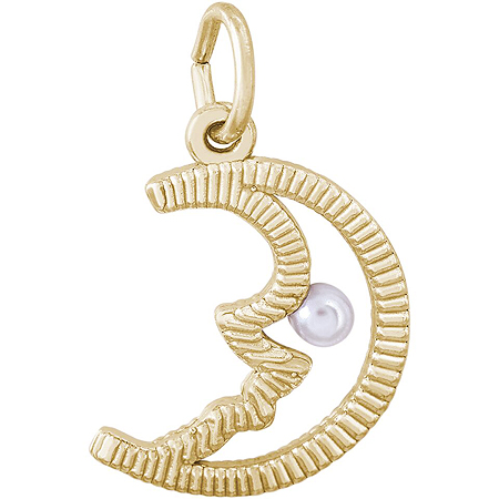 14K Gold Half Moon with Pearl Charm by Rembrandt Charms 14K Gold Half Moon with Pearl Charm by Rembrandt Charms