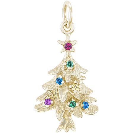 14K Gold Stone Christmas Tree Charm by Rembrandt Charms 14K Gold Stone Christmas Tree Charm by Rembrandt Charms