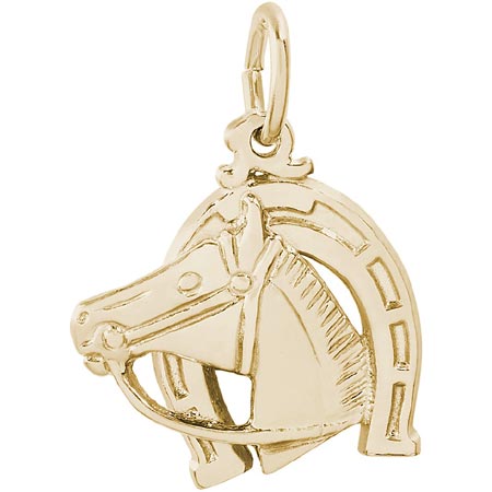 Gold Plate Horse Head with Horseshoe Charm by Rembrandt Charms Gold Plate Horse Head with Horseshoe Charm by Rembrandt Charms