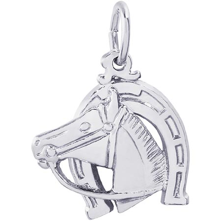 Sterling Silver Horse Head with Horseshoe Charm by Rembrandt Charms Sterling Silver Horse Head with Horseshoe Charm by Rembrandt Charms