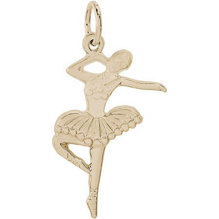 Gold Plate Ballet Dancer with Tutu Charm by Rembrandt Charms Gold Plate Ballet Dancer with Tutu Charm by Rembrandt Charms