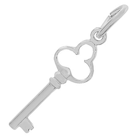 14K White Gold Antique Trefoil Key Accent Charm by Rembrandt Charms 14K White Gold Antique Trefoil Key Accent Charm by Rembrandt Charms