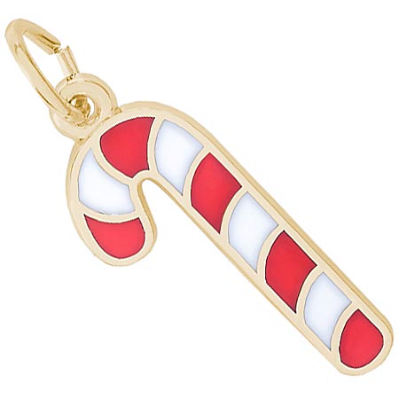 14K Gold Red and White Candy Cane Charm by Rembrandt Charms 14K Gold Red and White Candy Cane Charm by Rembrandt Charms