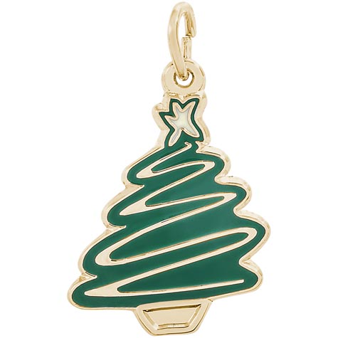 14K Gold Green Christmas Tree Charm by Rembrandt Charms 14K Gold Green Christmas Tree Charm by Rembrandt Charms