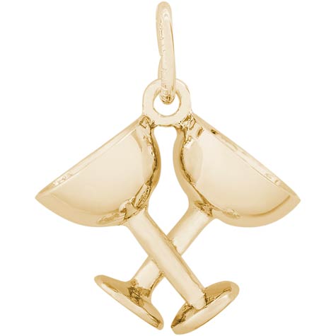 14K Gold Champagne Glasses Charm by Rembrandt Charms 14K Gold Champagne Glasses Charm by Rembrandt Charms
