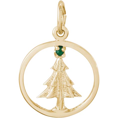 14K Gold Christmas Tree Circle Charm by Rembrandt Charms 14K Gold Christmas Tree Circle Charm by Rembrandt Charms