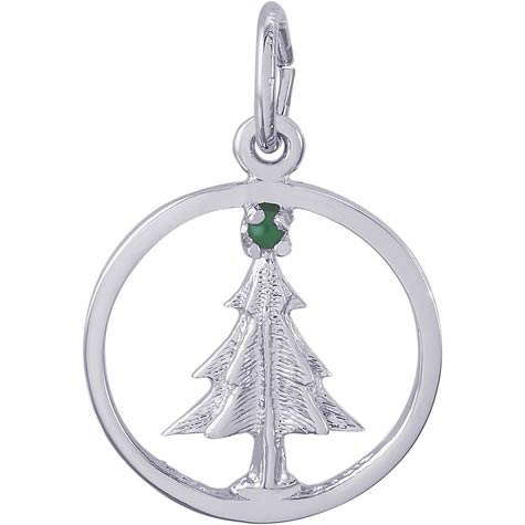 14K White Gold Christmas Tree Circle Charm by Rembrandt Charms 14K White Gold Christmas Tree Circle Charm by Rembrandt Charms
