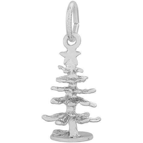 14K White Gold Small Evergreen Tree Charm by Rembrandt Charms 14K White Gold Small Evergreen Tree Charm by Rembrandt Charms
