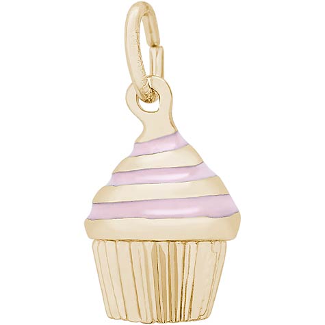 14k Gold Pink Swirl Cupcake Charm by Rembrandt Charms 14k Gold Pink Swirl Cupcake Charm by Rembrandt Charms