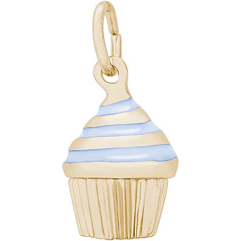 14k Gold Blue Swirl Cupcake Charm by Rembrandt Charms 14k Gold Blue Swirl Cupcake Charm by Rembrandt Charms