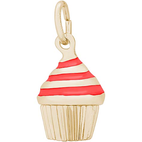 14k Gold Red Swirl Cupcake Charm by Rembrandt Charms 14k Gold Red Swirl Cupcake Charm by Rembrandt Charms