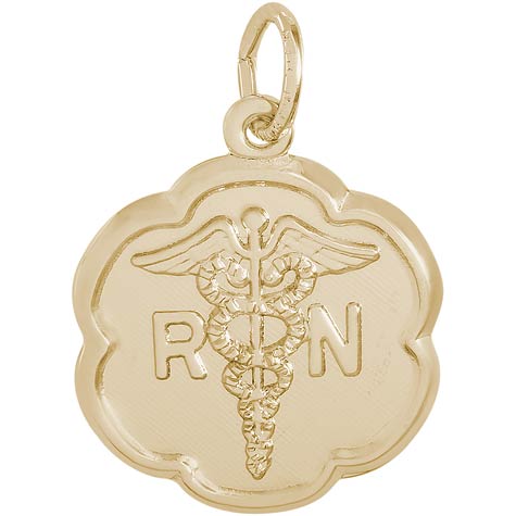 14k Gold RN Caduceus Scalloped Charm by Rembrandt Charms 14k Gold RN Caduceus Scalloped Charm by Rembrandt Charms