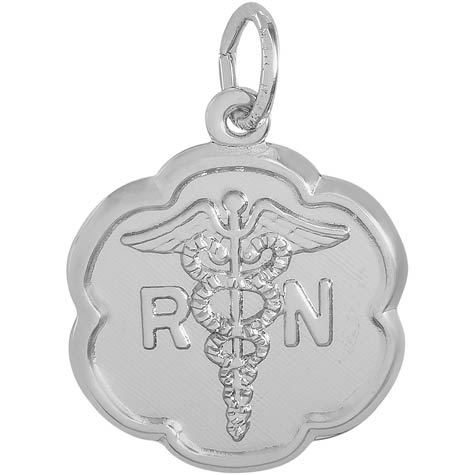 Sterling Silver RN Caduceus Scalloped Charm by Rembrandt Charms Sterling Silver RN Caduceus Scalloped Charm by Rembrandt Charms