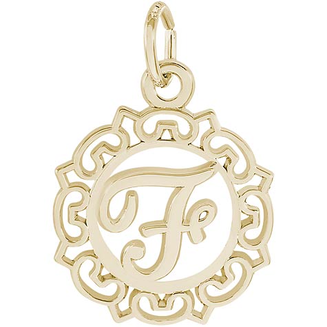 14K Gold Ornate Script Initial F Charm by Rembrandt Charms 14K Gold Ornate Script Initial F Charm by Rembrandt Charms