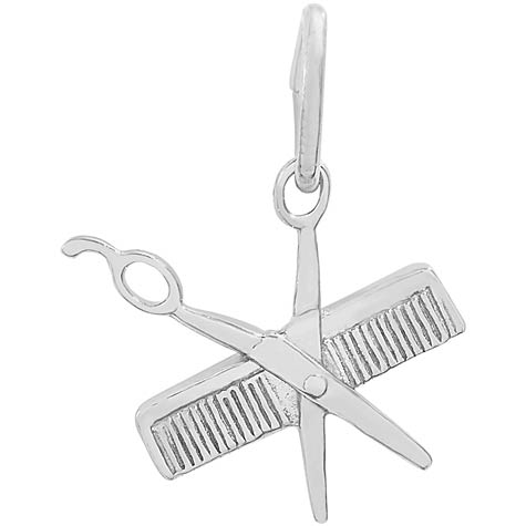 Sterling Silver Small Comb and Scissors Charm by Rembrandt Charms Sterling Silver Small Comb and Scissors Charm by Rembrandt Charms