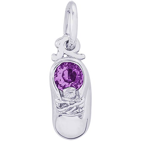 Sterling Silver 02 Feb Baby Shoe Accent Charm by Rembrandt Charms Sterling Silver 02 Feb Baby Shoe Accent Charm by Rembrandt Charms