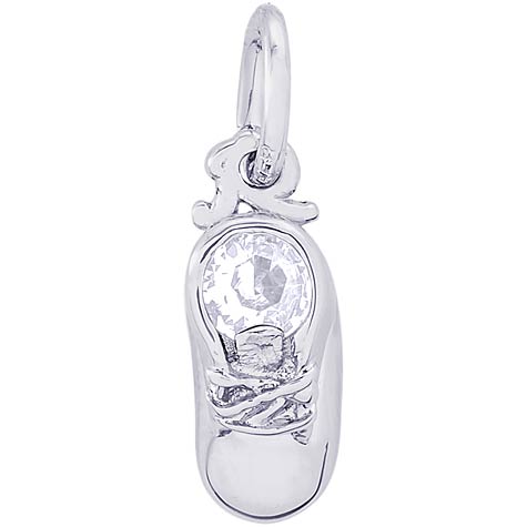 14k White Gold 04 Apr Baby Shoe Accent Charm by Rembrandt Charms 14k White Gold 04 Apr Baby Shoe Accent Charm by Rembrandt Charms