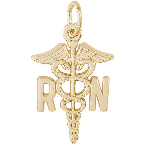 Gold Plate Registered Nurse Caduceus Charm by Rembrandt Charms Gold Plate Registered Nurse Caduceus Charm by Rembrandt Charms