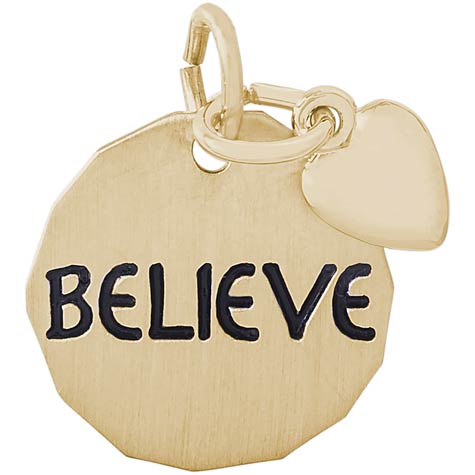 14K Gold Believe Charm Tag with Heart by Rembrandt Charms 14K Gold Believe Charm Tag with Heart by Rembrandt Charms