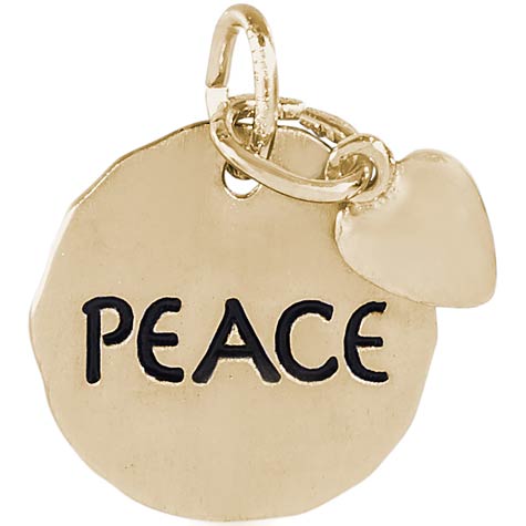 14K Gold Peace Charm Tag with Heart by Rembrandt Charms 14K Gold Peace Charm Tag with Heart by Rembrandt Charms