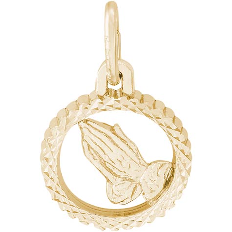 14K Gold Small Praying Hands Disc Charm by Rembrandt Charms 14K Gold Small Praying Hands Disc Charm by Rembrandt Charms