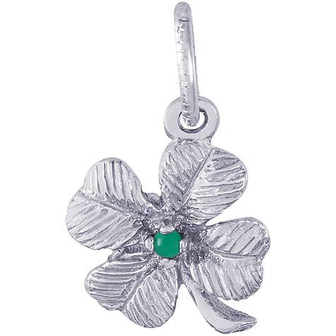 14K White Gold 4 Leaf Clover Bead Accent Charm by Rembrandt Charms 14K White Gold 4 Leaf Clover Bead Accent Charm by Rembrandt Charms